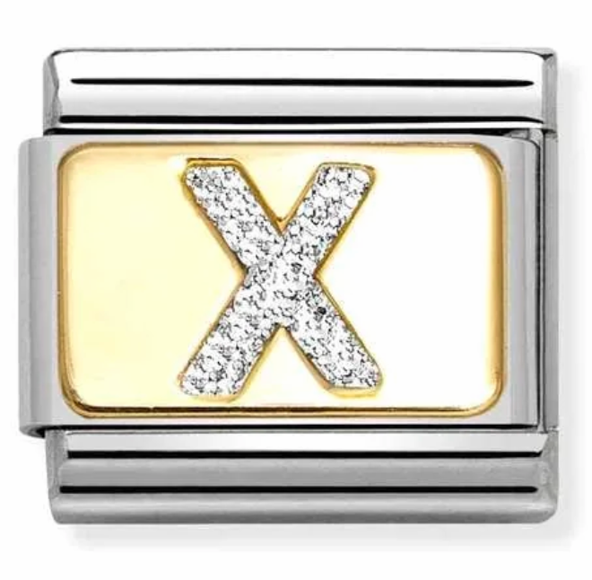 Nomination Italy Composable Classic Glitter Letters in Stainless Steel, Enamel with 18K Gold