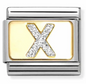 Nomination Italy Composable Classic Glitter Letters in Stainless Steel, Enamel with 18K Gold