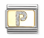Nomination Italy Composable Classic Glitter Letters in Stainless Steel, Enamel with 18K Gold