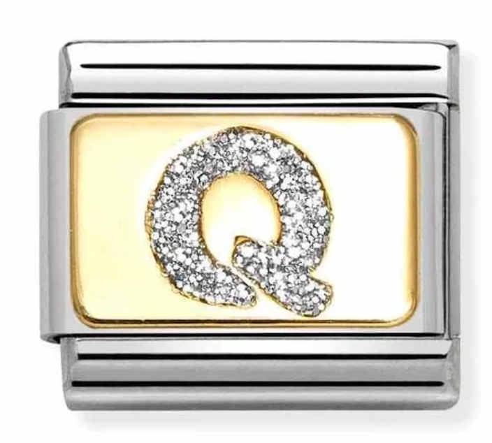 Nomination Italy Composable Classic Glitter Letters in Stainless Steel, Enamel with 18K Gold