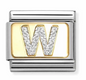 Nomination Italy Composable Classic Glitter Letters in Stainless Steel, Enamel with 18K Gold