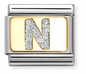 Nomination Italy Composable Classic Glitter Letters in Stainless Steel, Enamel with 18K Gold