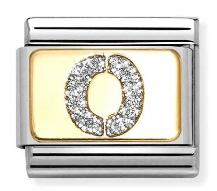 Nomination Italy Composable Classic Glitter Letters in Stainless Steel, Enamel with 18K Gold
