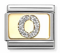 Nomination Italy Composable Classic Glitter Letters in Stainless Steel, Enamel with 18K Gold