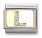Nomination Italy Composable Classic Glitter Letters in Stainless Steel, Enamel with 18K Gold