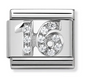 Nomination Italy Composable Link Number with White Cubic Zirconia in sterling silver on stainless steel.