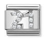 Nomination Italy Composable Link Number with White Cubic Zirconia in sterling silver on stainless steel.