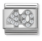 Nomination Italy Composable Link Number with White Cubic Zirconia in sterling silver on stainless steel.