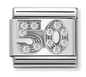 Nomination Italy Composable Link Number with White Cubic Zirconia in sterling silver on stainless steel.