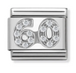 Nomination Italy Composable Link Number with White Cubic Zirconia in sterling silver on stainless steel.