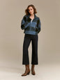 High Collar Cardigan In Plaid Sweater Jacket C2177/714C BLUE
