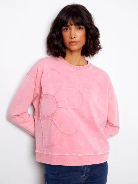 LONG SLEEVE TOP WITH FLOWER APPLIQUÉ C1417/377C