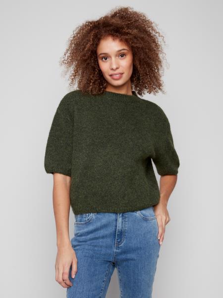 Charlie B Elbow Sleeve Balloon Shape Sweater Spruce C2858-340C-531
