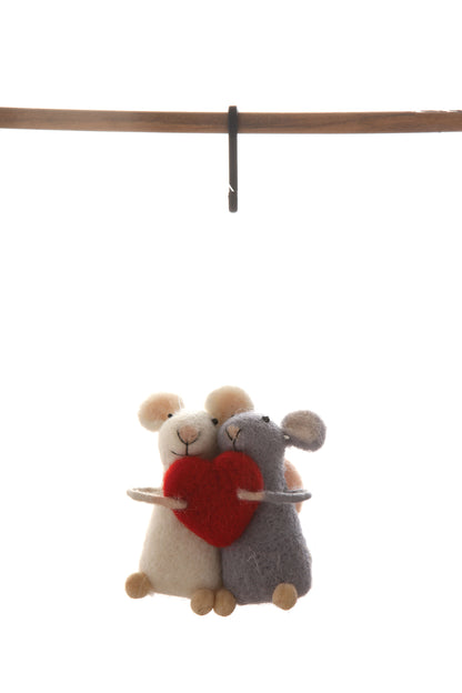 Felt wool mice orn