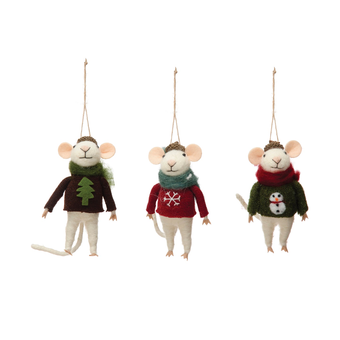 Felt wool mice orn