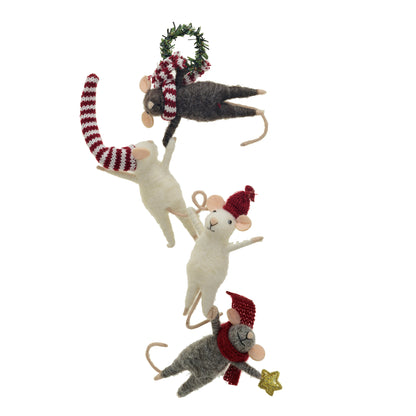 Felt wool mice orn