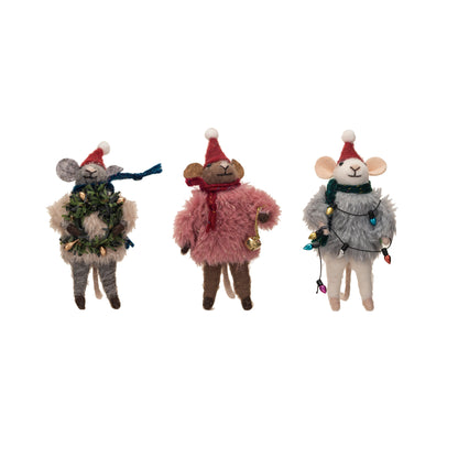 Felt wool mice orn