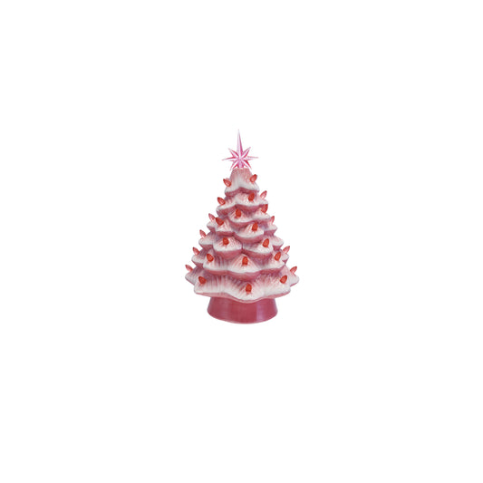Pink ceramic christmas tree LED