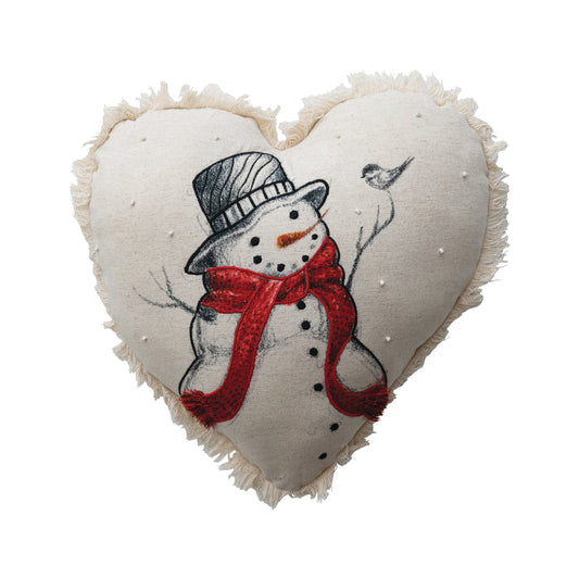 Snowman heart pillow