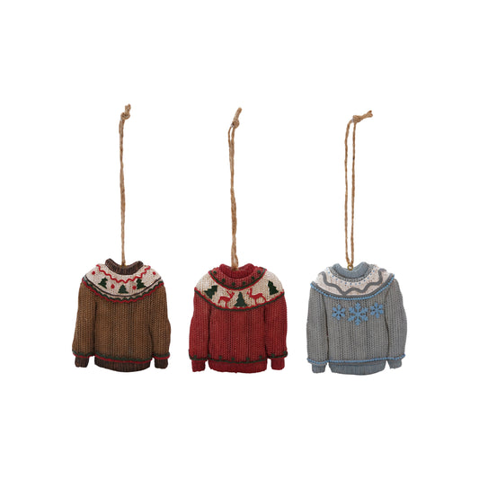 Resin sweater shaped orn