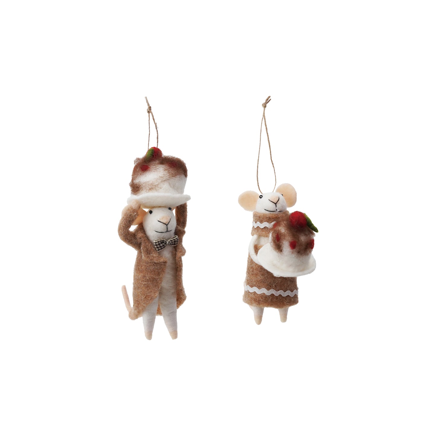 Felt wool mice orn