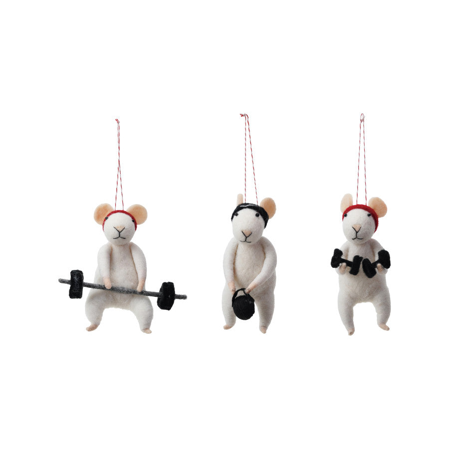 Felt wool mice orn