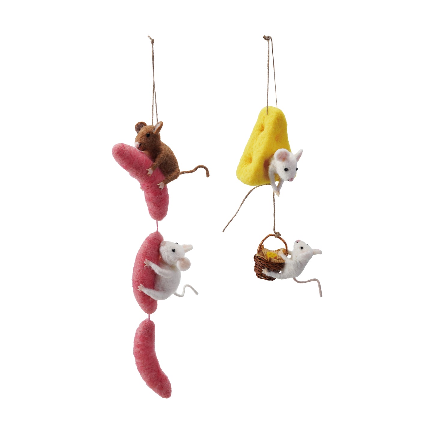 Felt wool mice orn