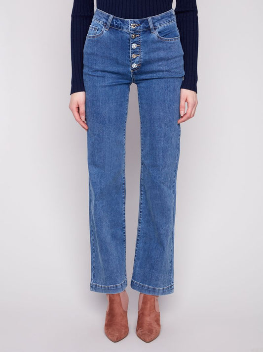 Charlie B C5686-431A Wide leg stretch with buttons