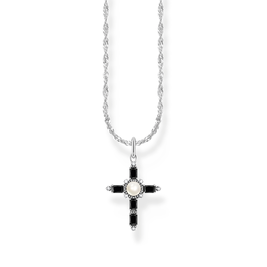 Thomas Sabo Silver necklace with black cross pendant Cross