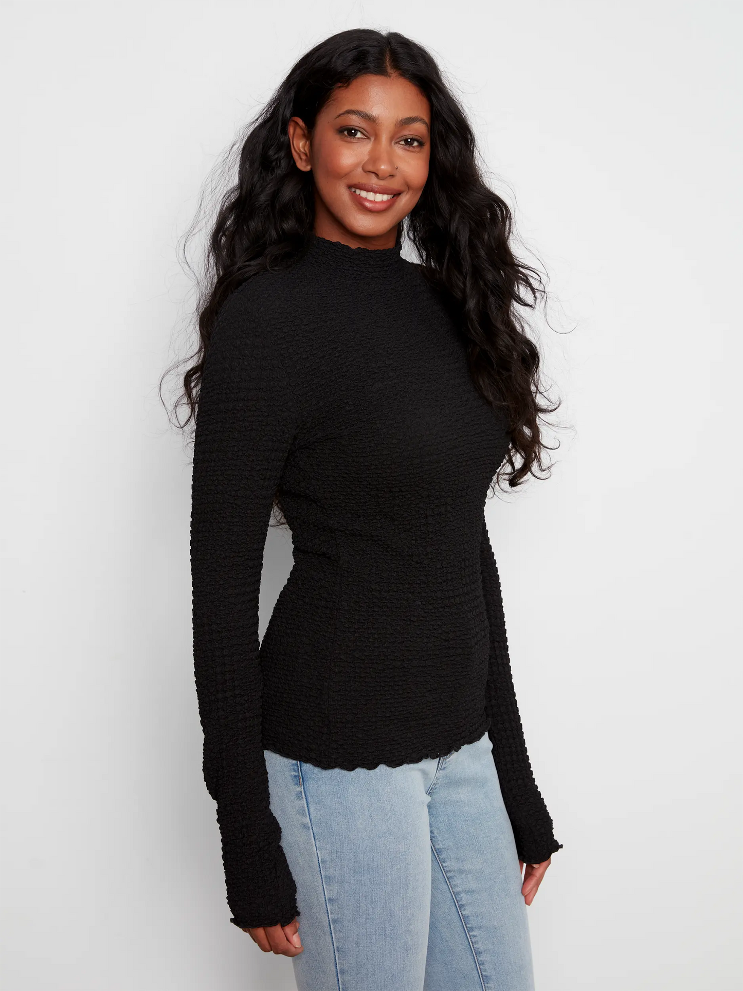 Long Sleeve Textured Top C1468PK-680C
