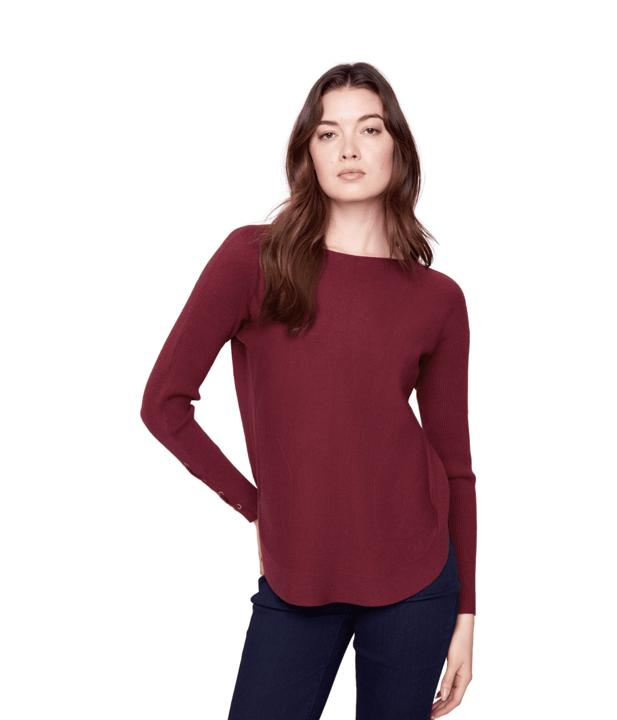 Charlie B Sweater w/Lace-up Cuffs  C2380Y s