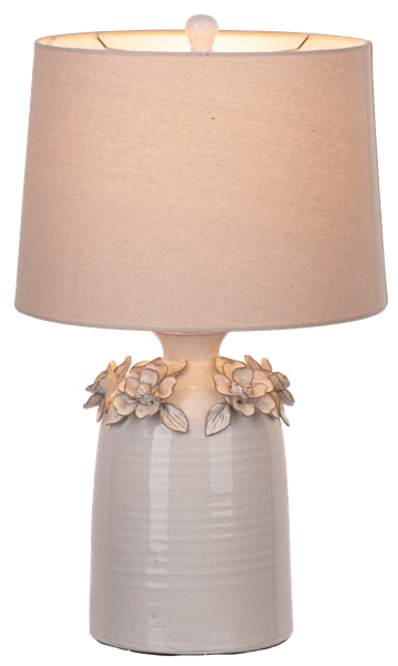 Hand Applied Ivory Flower Table Lamp
