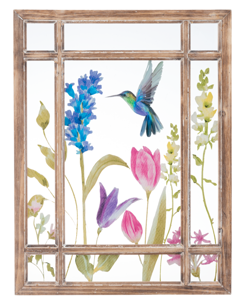 Hummingbird & Flower in Window Frame Wall Decor