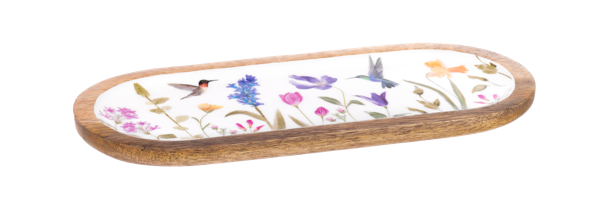 Oval Hummingbird & Flower Serving Tray