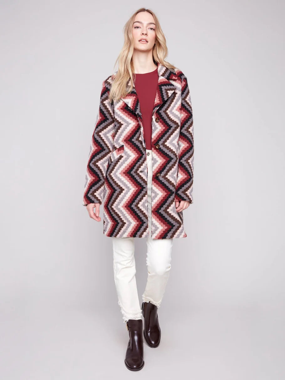 Charlie B Women's Crochet Button Up Long Coat