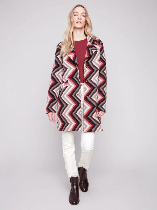 Charlie B Women's Crochet Button Up Long Coat