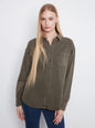 Button-Front Twill Overshirt C4715-667C- MOSS