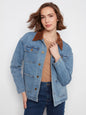 Denim Barn Jacket With Corduroy Collar C6408-301C