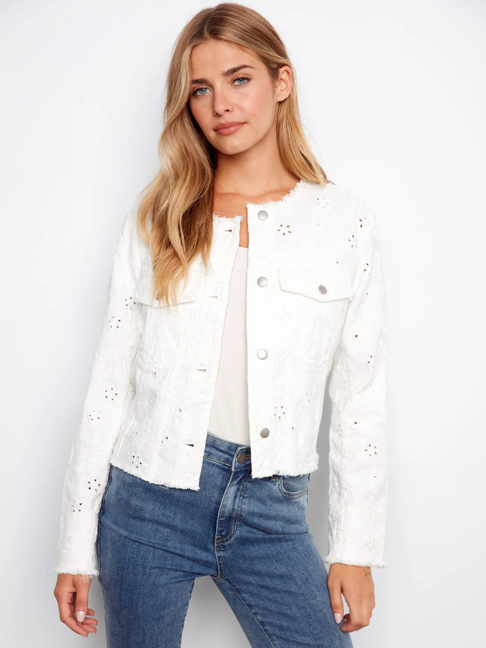 Eyelet Denim Jacket C6404-615A