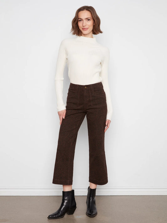 Cropped Wide Leg Stretch Twill Pants C5660RP - Leopard
