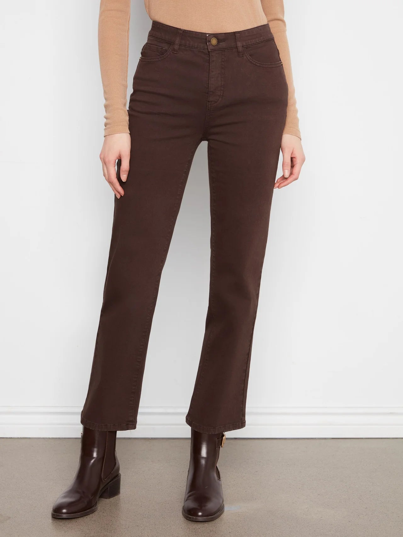 Straight Leg Twill Pants - Coffee C5584RR/618A
