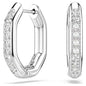 Dextera hoop earrings Octagon shape, Round cut, Small, White, Rhodium plated 5724585