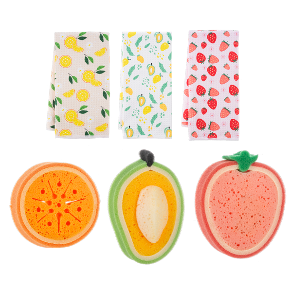 Fruit Sponge & Kitchen Towel Set