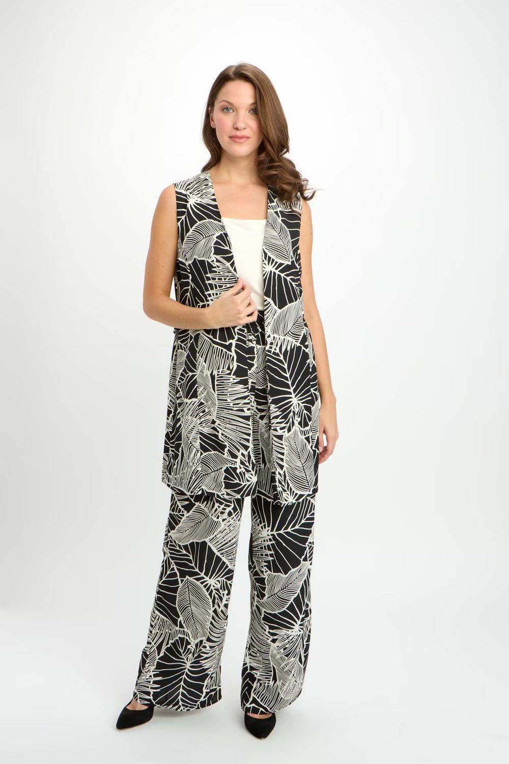 Woven vest Blk/Beige 241182