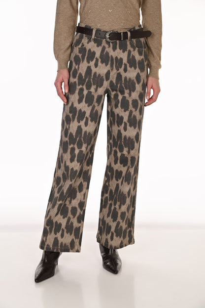Leopard Print Belted Trousers Style 263703