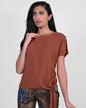 Slit Sleeve Top with tie bottom 181224