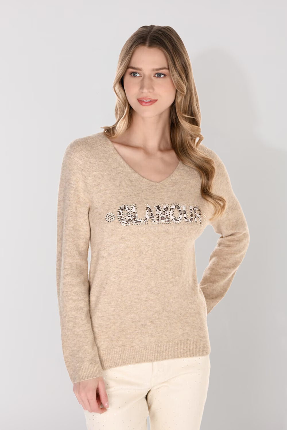 V-neck Hip-length Pullover Style 263778