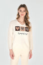 V-neck Knit Sweater With Leopard Heart Graphic Style 264813