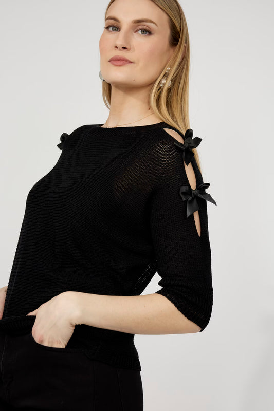 Chic Pullover With Bow Style 253860