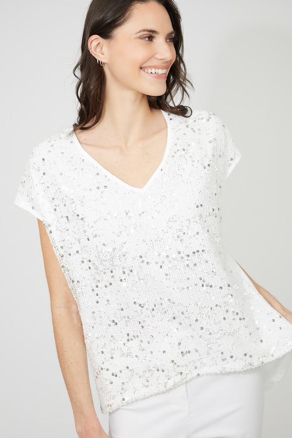 Shimmer V-Neck Sequin Top 261117